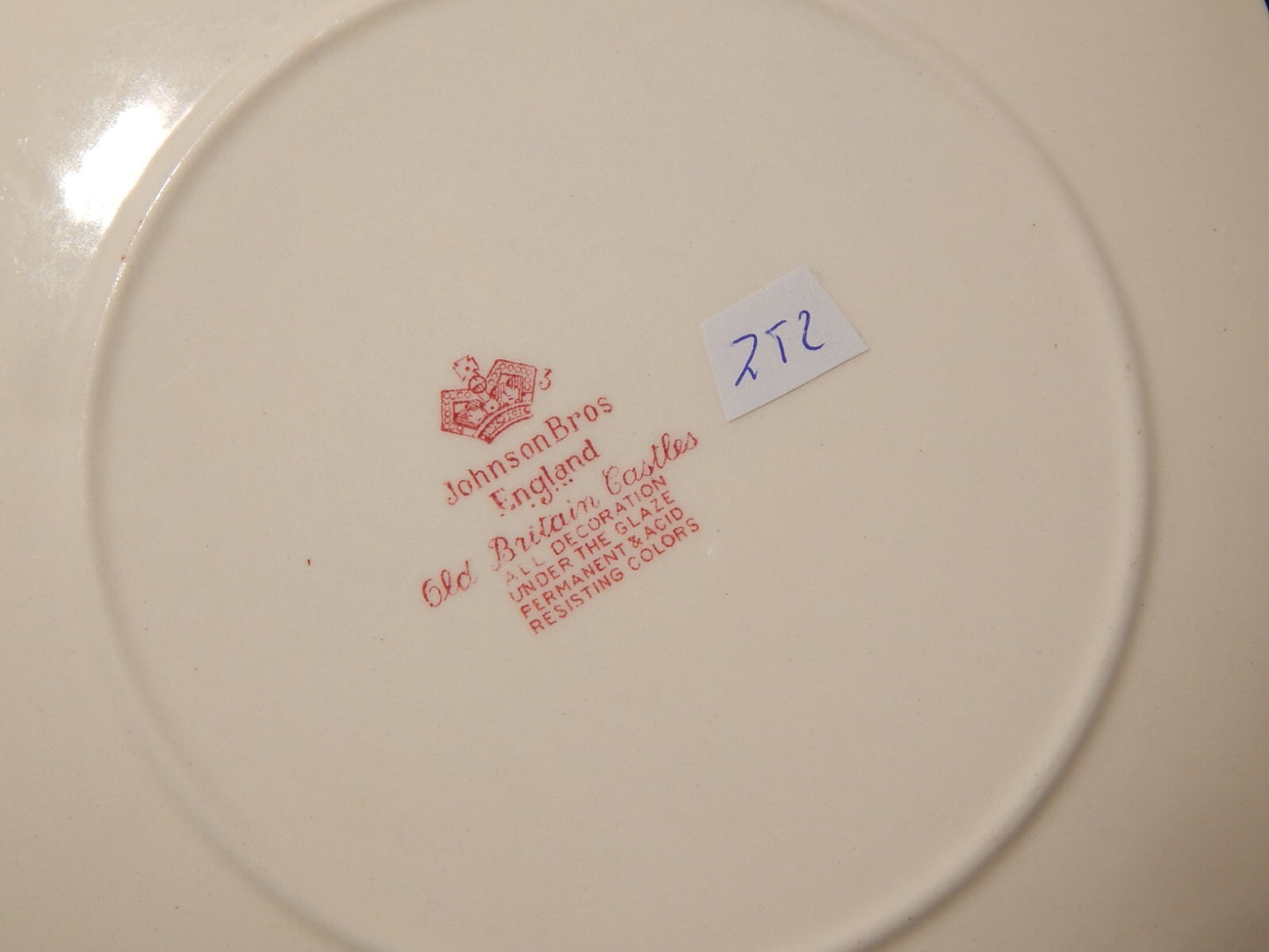 VINTAGE JOHNSON BROS OLD BRITAIN CASTLE PIATTO QUADRATO SEMI PORCELLANA ROSSO