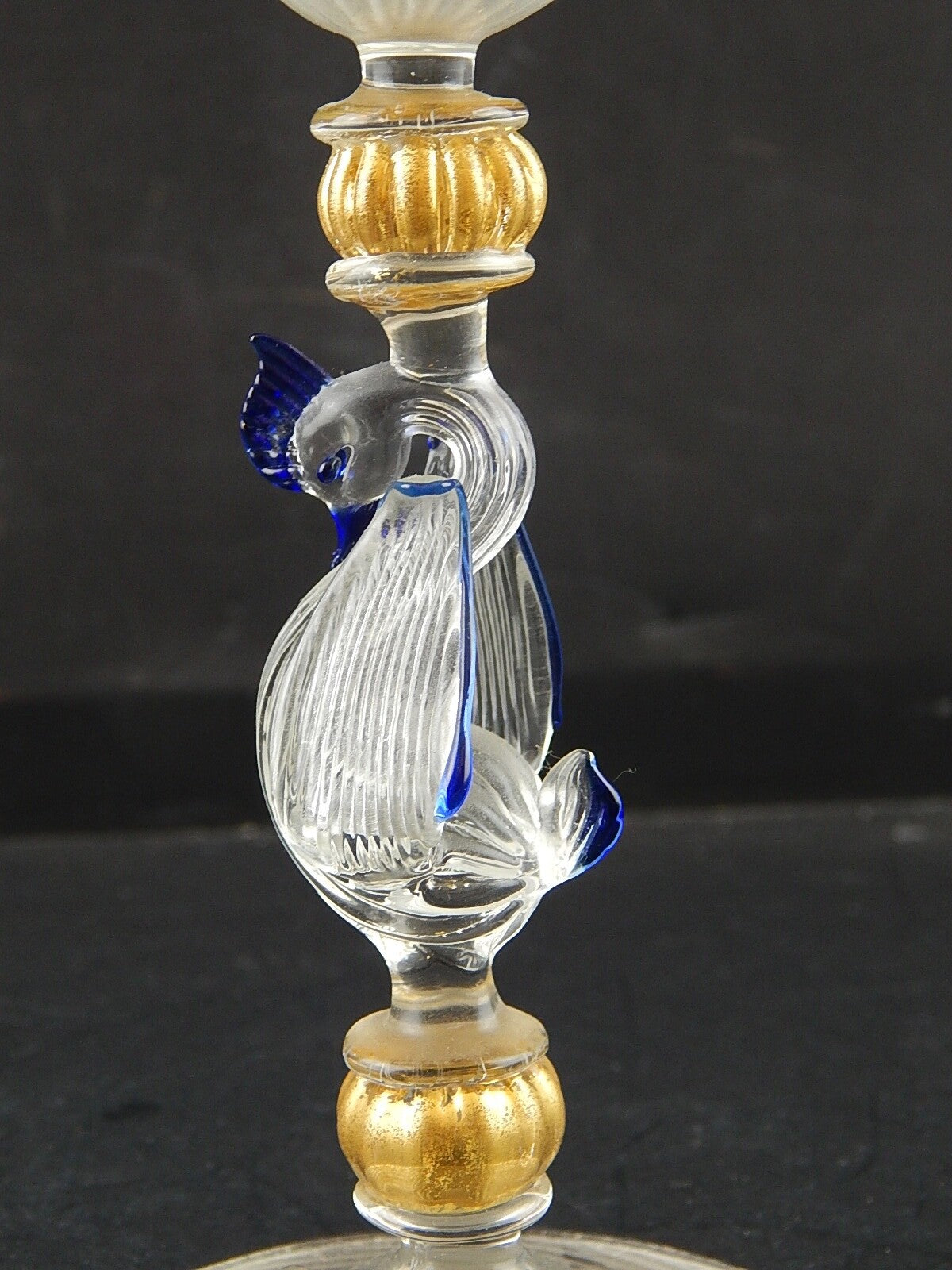 TIPETTO CALICE MURANO VETRO SOFFIATO RIGATO CIGNO FIRMATO CORTELLA & BALLARIN #