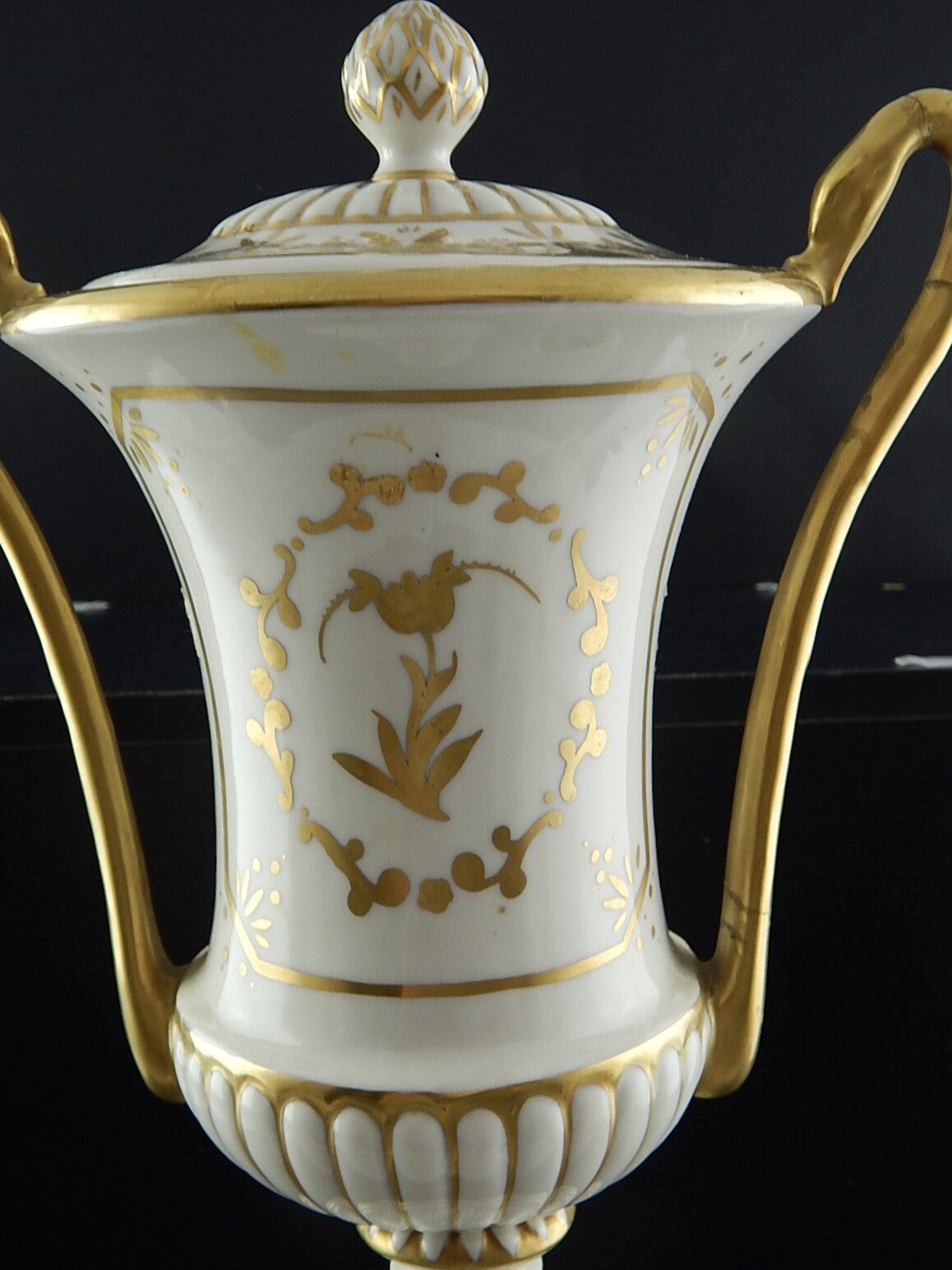 ANTICO PREZIOSO VASO URNA IMPERO PORCELLANA DIPINTO MANO MARCHIO N CORONATA BLU