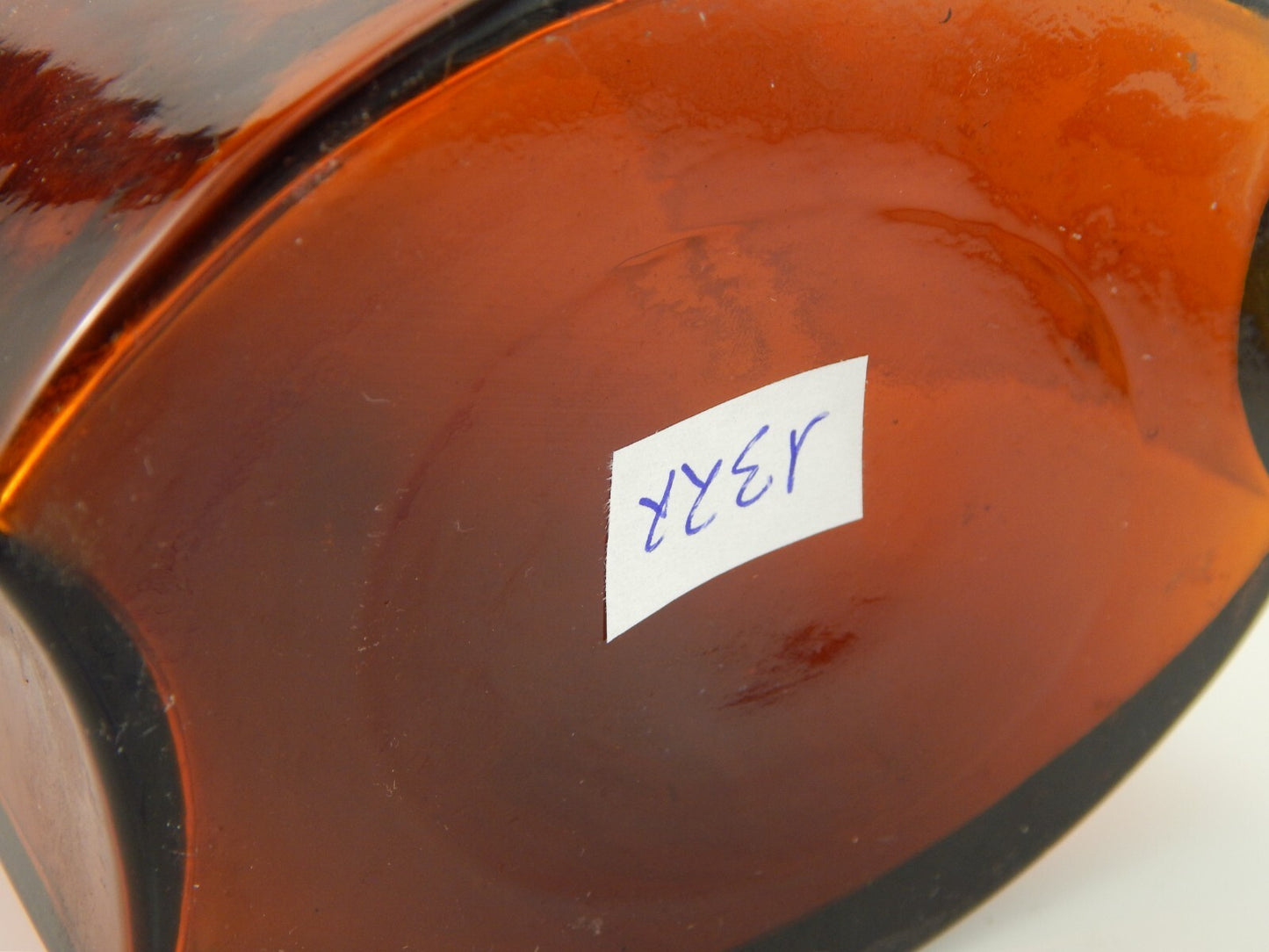 ANTICA BOTTIGLIA VETRO SOFFIATO FARMACIA COLOR AMBRA ETICHETTA GOMMA INCENSO