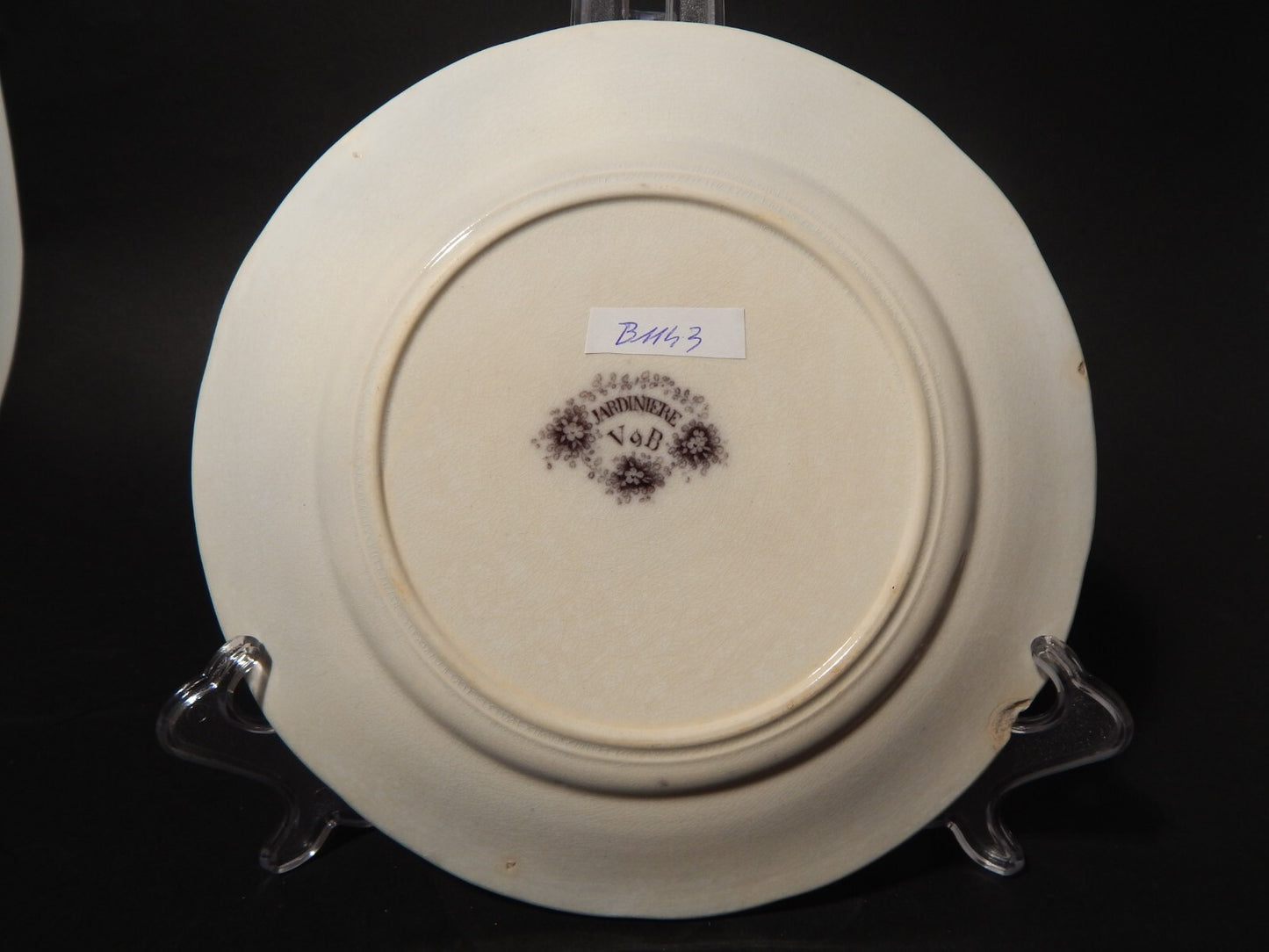 ANTICO PIATTO CERAMICA DISEGNO JARDINIERE VILLEROY & BOCH FINE '800 difetto 1143