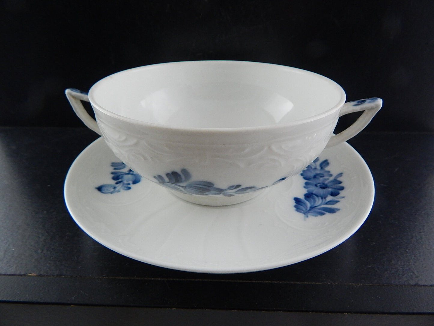 VINTAGE ROYAL COPENHAGEN PORCELLANA BOUILLON CUP JULIANE MARIE BLUE TAZZA BRODO
