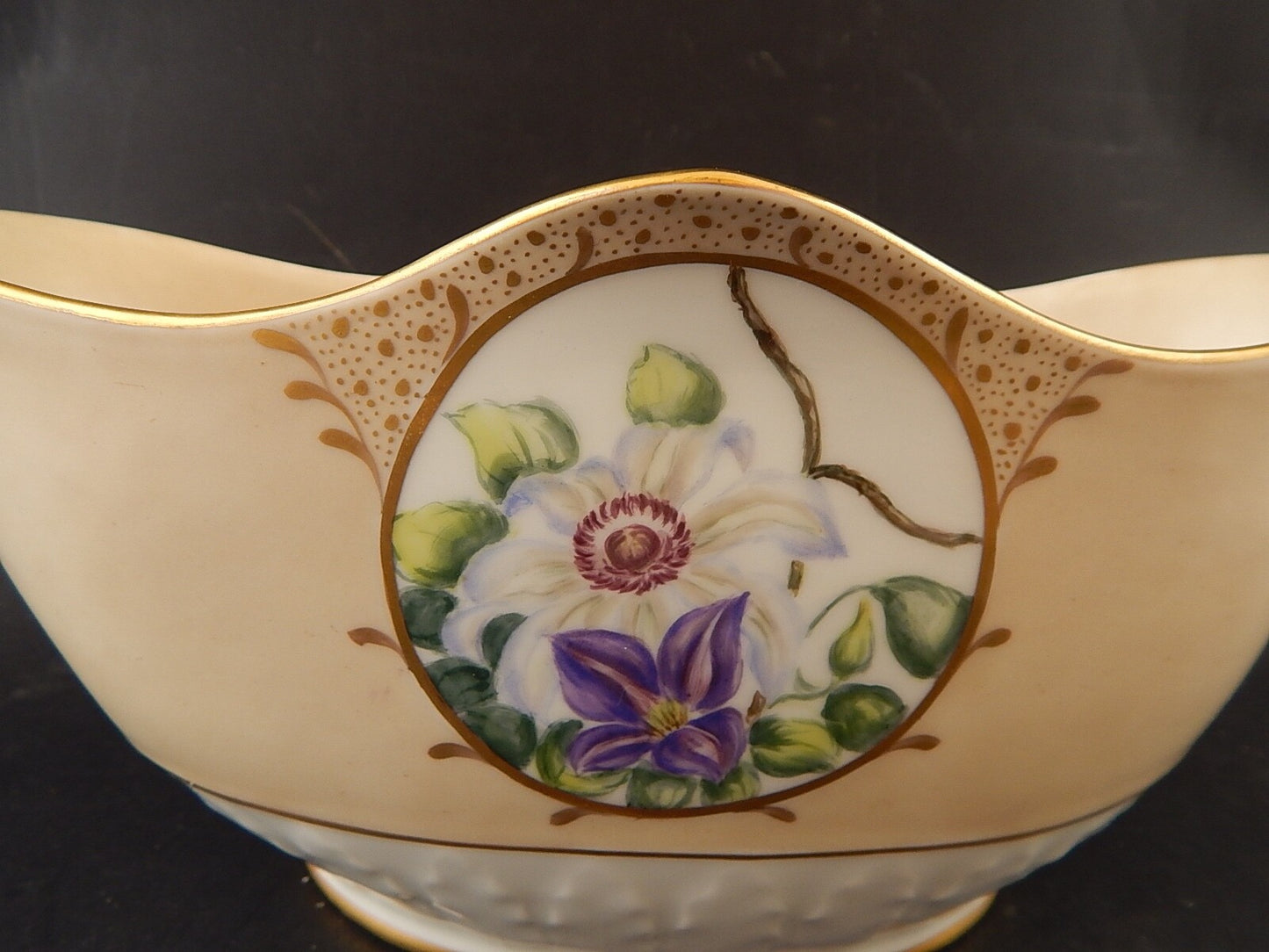 ANTICO CACHE POT VASO FIORIERA PORCELLANA DIPINTO A MANO MOTIVO FLOREALE