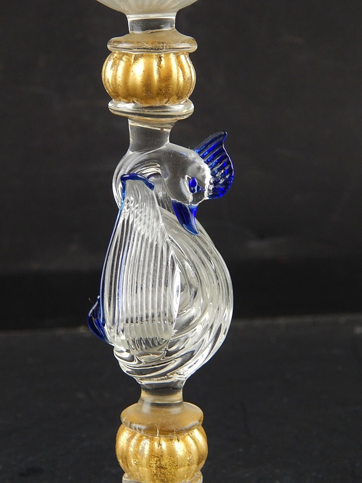 TIPETTO CALICE MURANO VETRO SOFFIATO RIGATO CIGNO FIRMATO CORTELLA & BALLARIN #