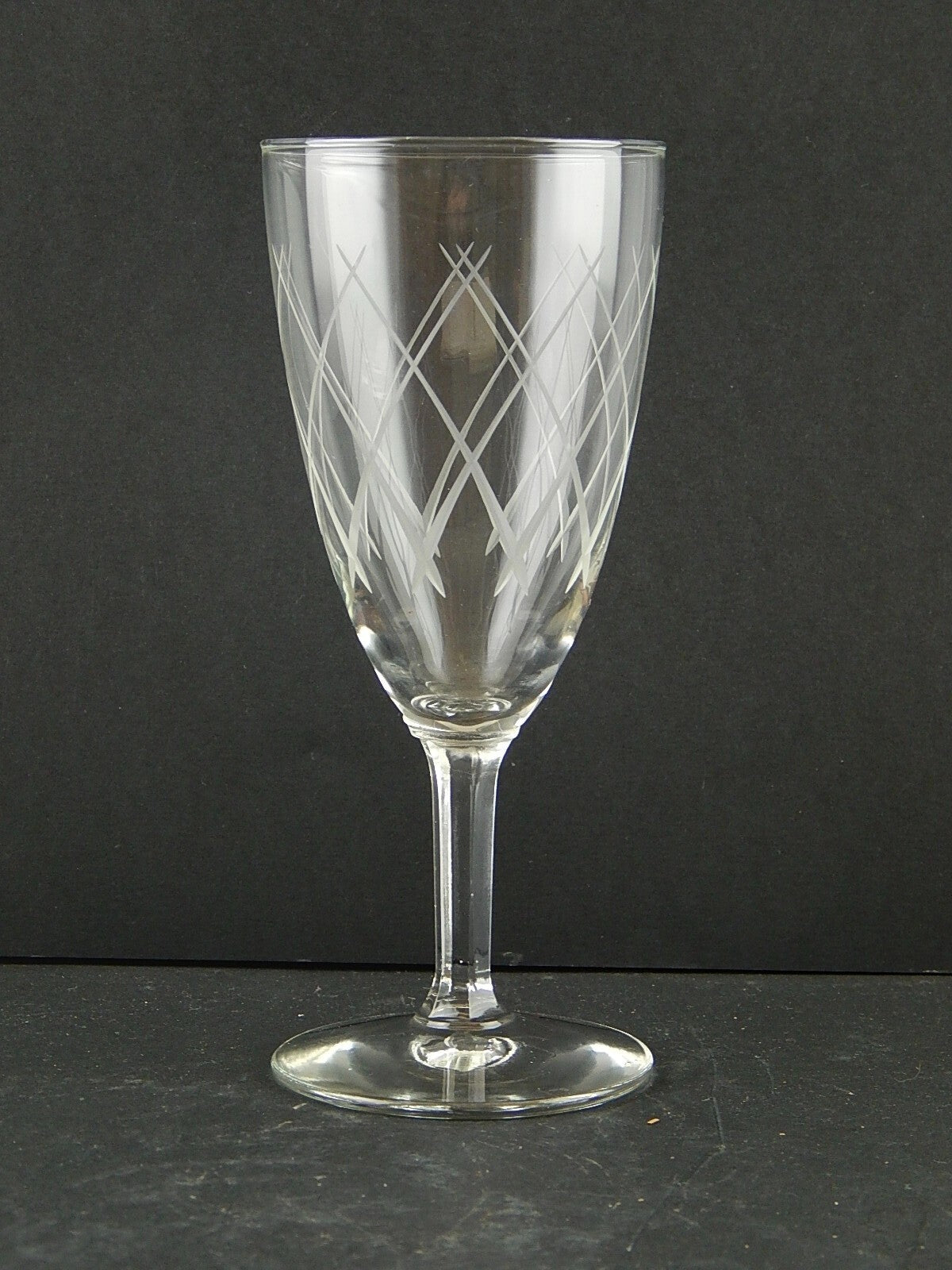 ANTICO ART DECO SERVIZIO 8 BICCHIERI CALICI CRISTALLO BOEMIA INCISI CM 17,5