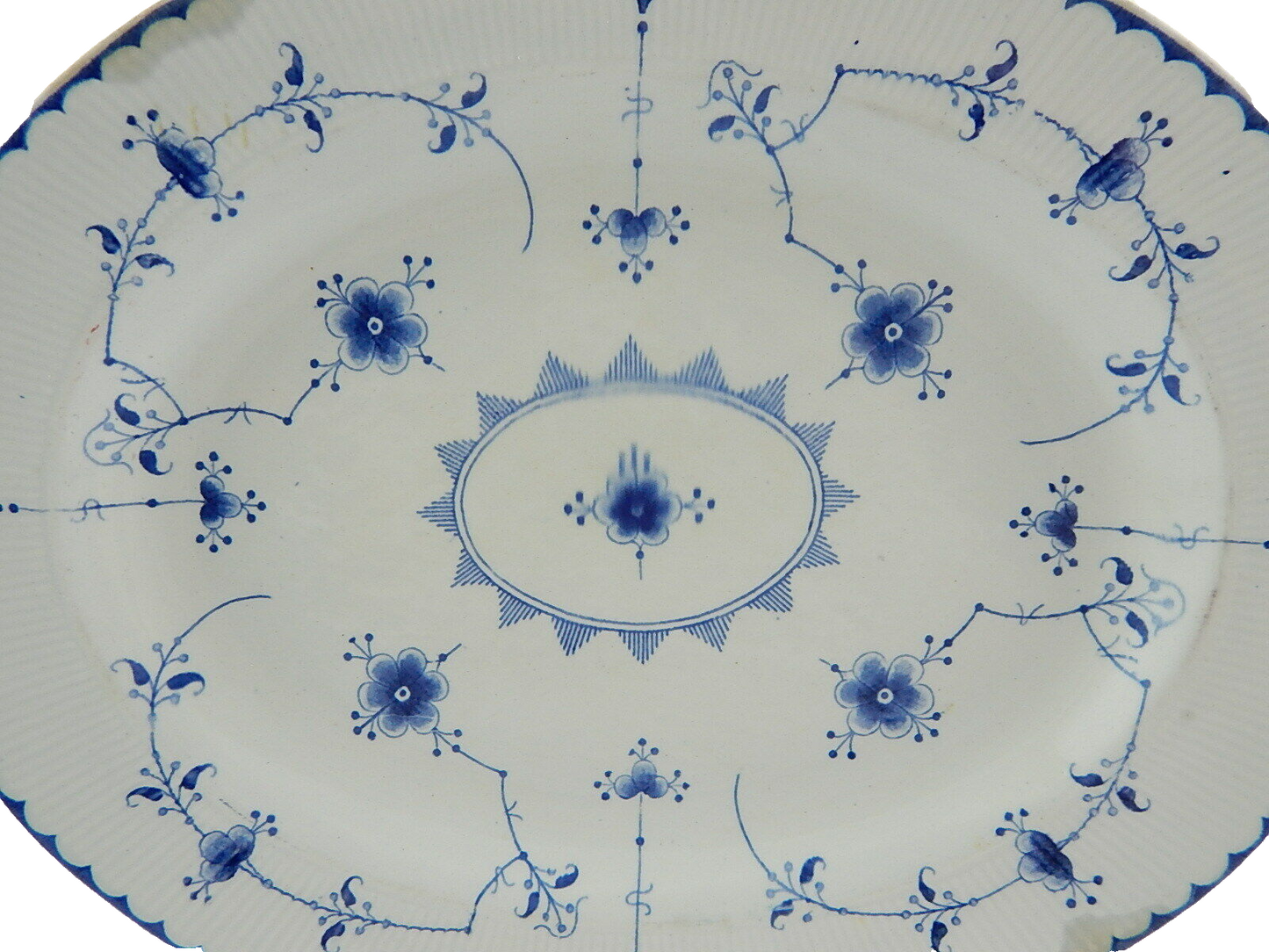 ANTICO VASSOIO RAVIERA PORCELLANA CERAMICA INGLESE FURNIVALS 1900 BIANCO-BLU