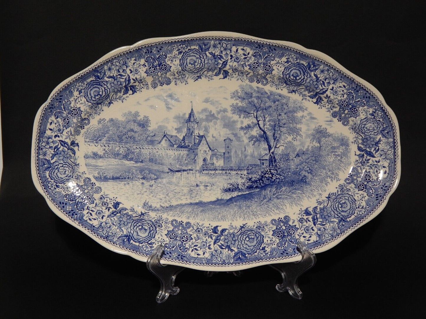 VINTAGE GRANDE VASSOIO OVALE PORCELLANA VILLEROY&BOCH METTLACH SAAR BURGENLAND