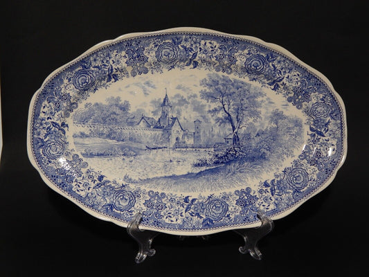 VINTAGE GRANDE VASSOIO OVALE PORCELLANA VILLEROY&BOCH METTLACH SAAR BURGENLAND