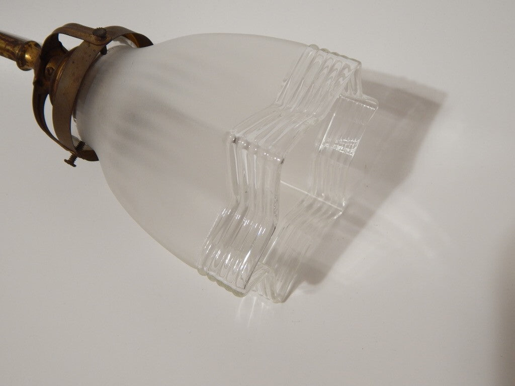 ANTICA ELEGANTE LIBERTY APPLIQUE LAMPADA PARETE OTTONE TULIP IN VETRO SATINATO