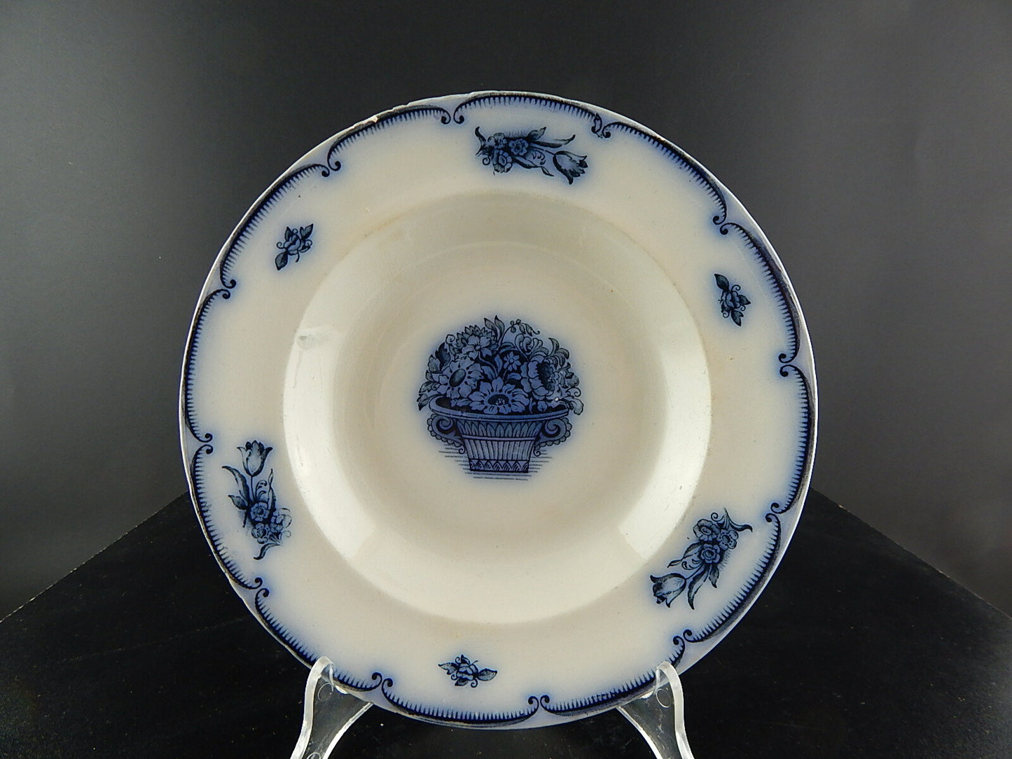 ANTICO AUTENTICO PIATTO FONDO PORCELLANA SECONDA META' 1800 GUSTAVSBERG #6334