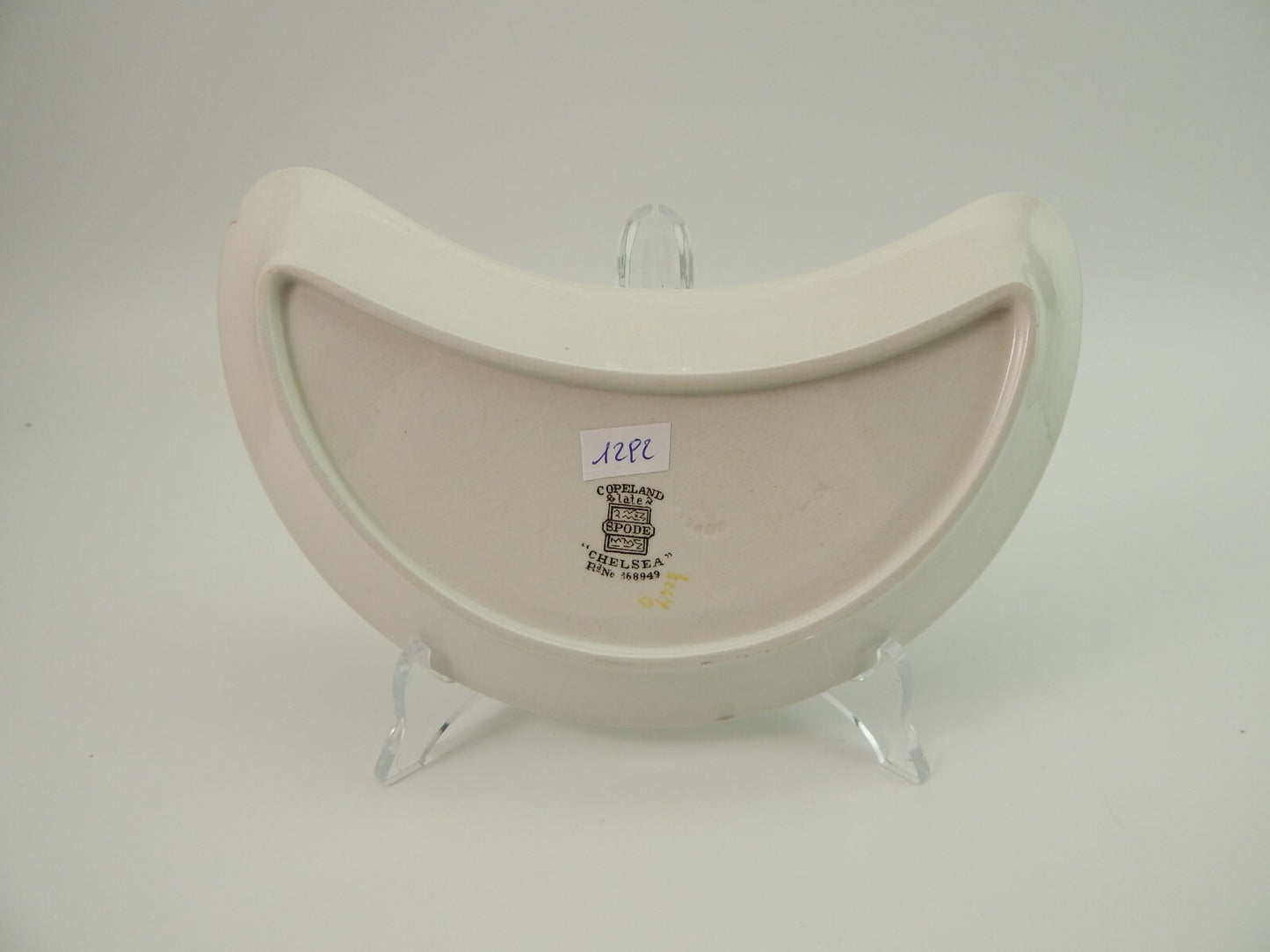 ANTICO PIATTO MEZZA LUNA SEMI PORCELLANA COPELAND LATE SPODE CHELSEA DIFETTO