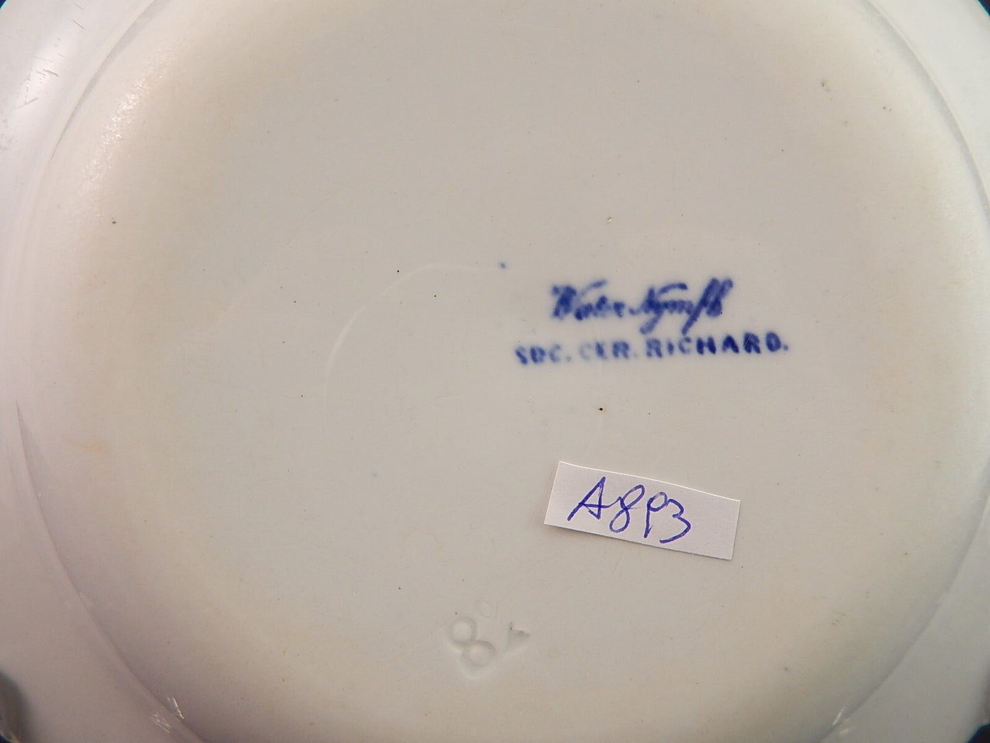 ANTICO PIATTO FONDO NINFEE BLU CERAMICA RICHARD MILANO FINE 800 WATER NYMPH A893