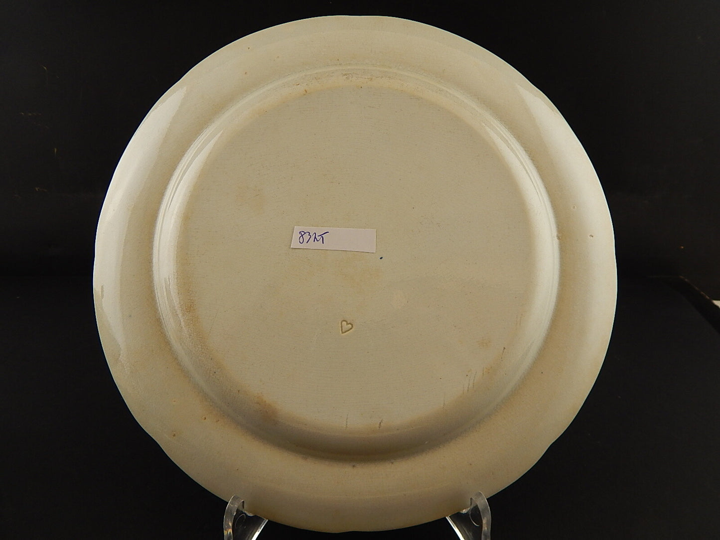 ANTICO DEL 1854 AUTENTICO RARO PIATTO SEMI-PORCELLANA WEDGWOOD TRANSFERWARE