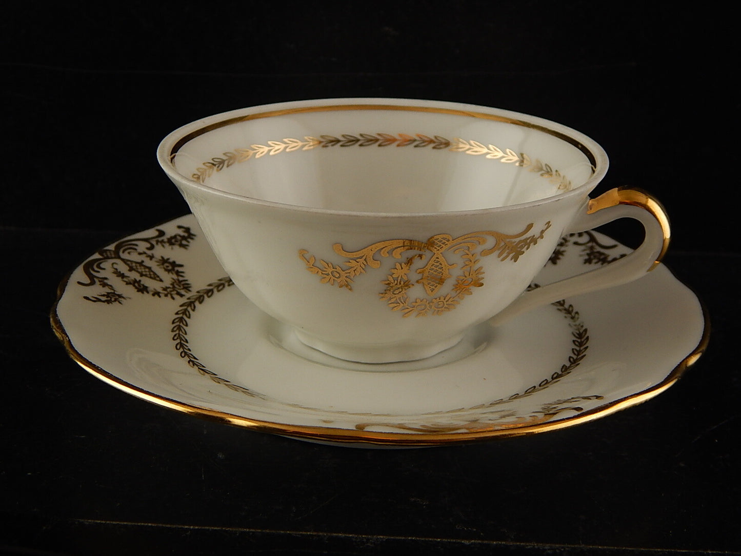 ANTICO SERVIZIO CAFFÈ PORCELLANA BIANCA ORO PORCELAINE COMPAGNIE LUXE NATIONALE