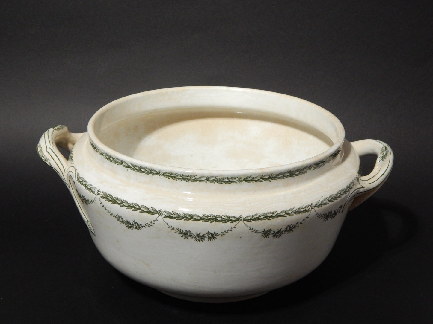 ANTICA RARA ZUPPIERA CENTROTAVOLA CERAMICA PETRUS REGOUT DECORO MARIE VERDE