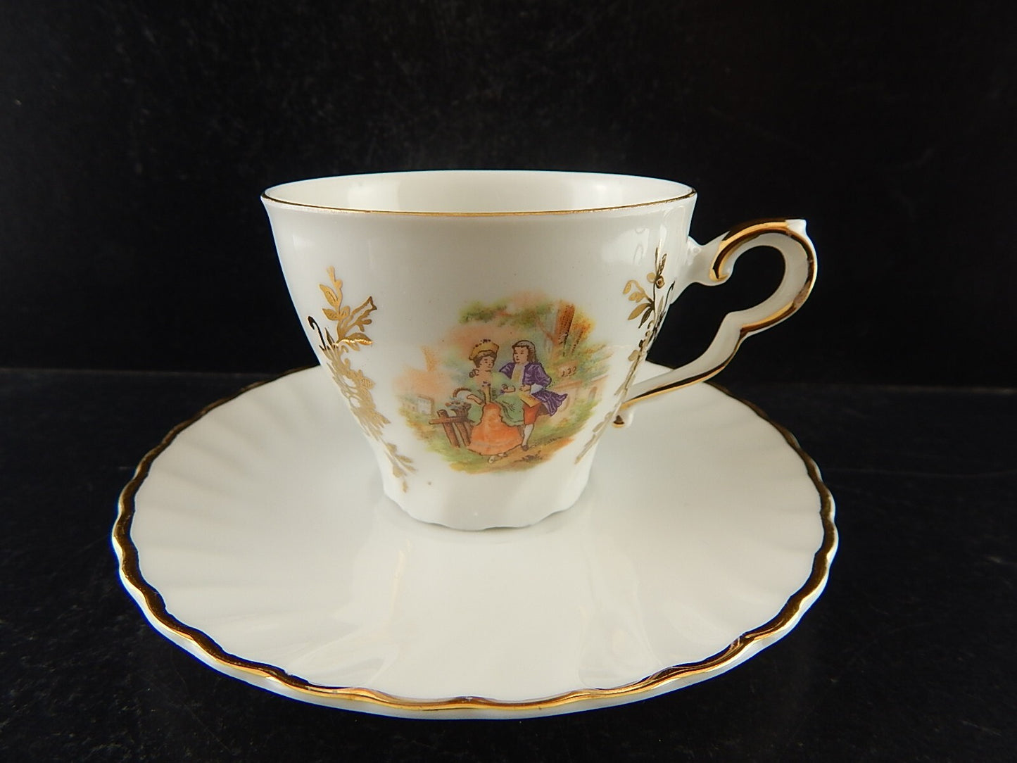 ANTICA TAZZINA CAFFE' PORCELLANA RHEINPFALZ BAVARIA SCENA GALANTE A236