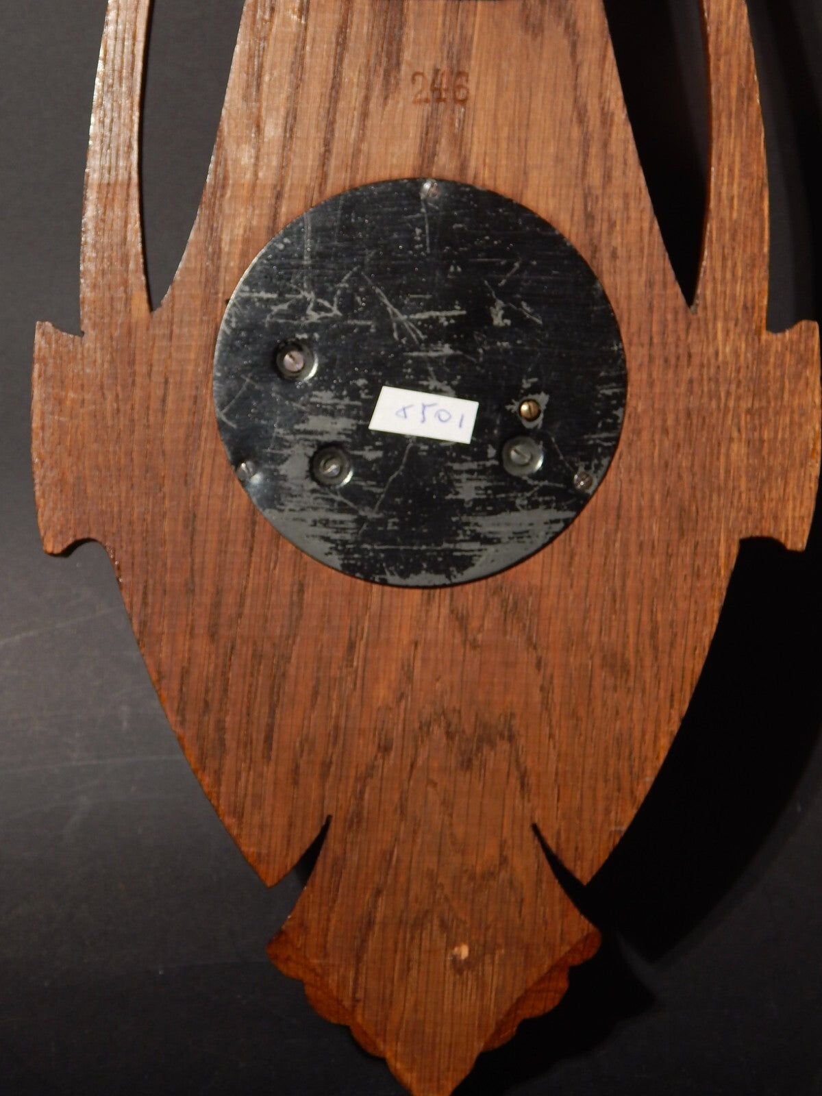 ANTICO EPOCA LIBERTY ART DECO BAROMETRO ANEROIDE E TERMOMETRO SU STRUTTURA LEGNO