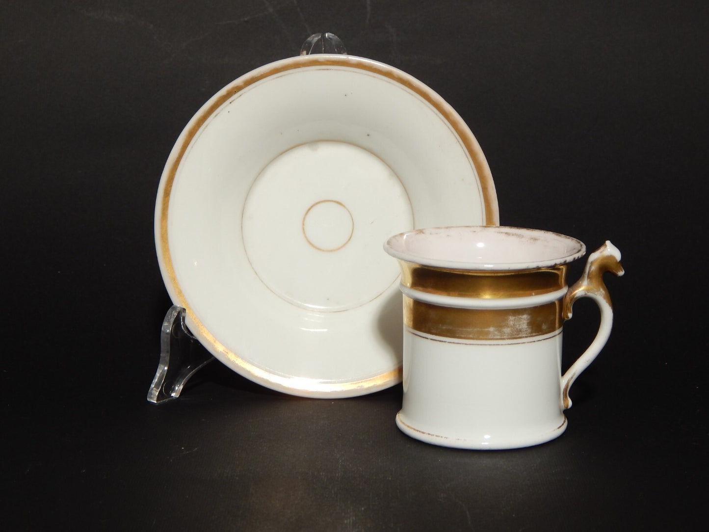 ANTICA PREZIOSA TAZZA PORCELLANA BIANCA E ORO IMPERO GINORI DOCCIA META' 800 #