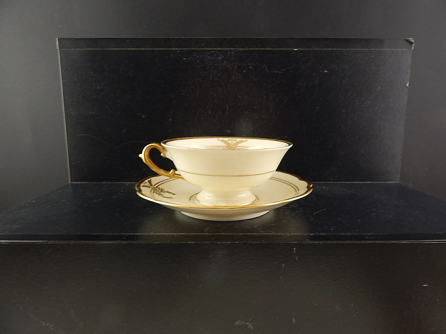 ANTICA TAZZA TÈ PORCELLANA AVORIO GHIRLANDE ORO SCHWARZENHAMMER BAVARIA