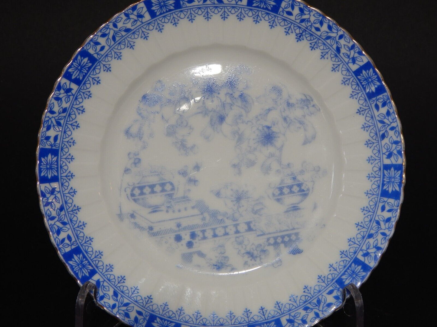 ANTICO PIATTO DESSERT O TORTA PORCELLANA BAVARIA DECORO BLAU CHINA