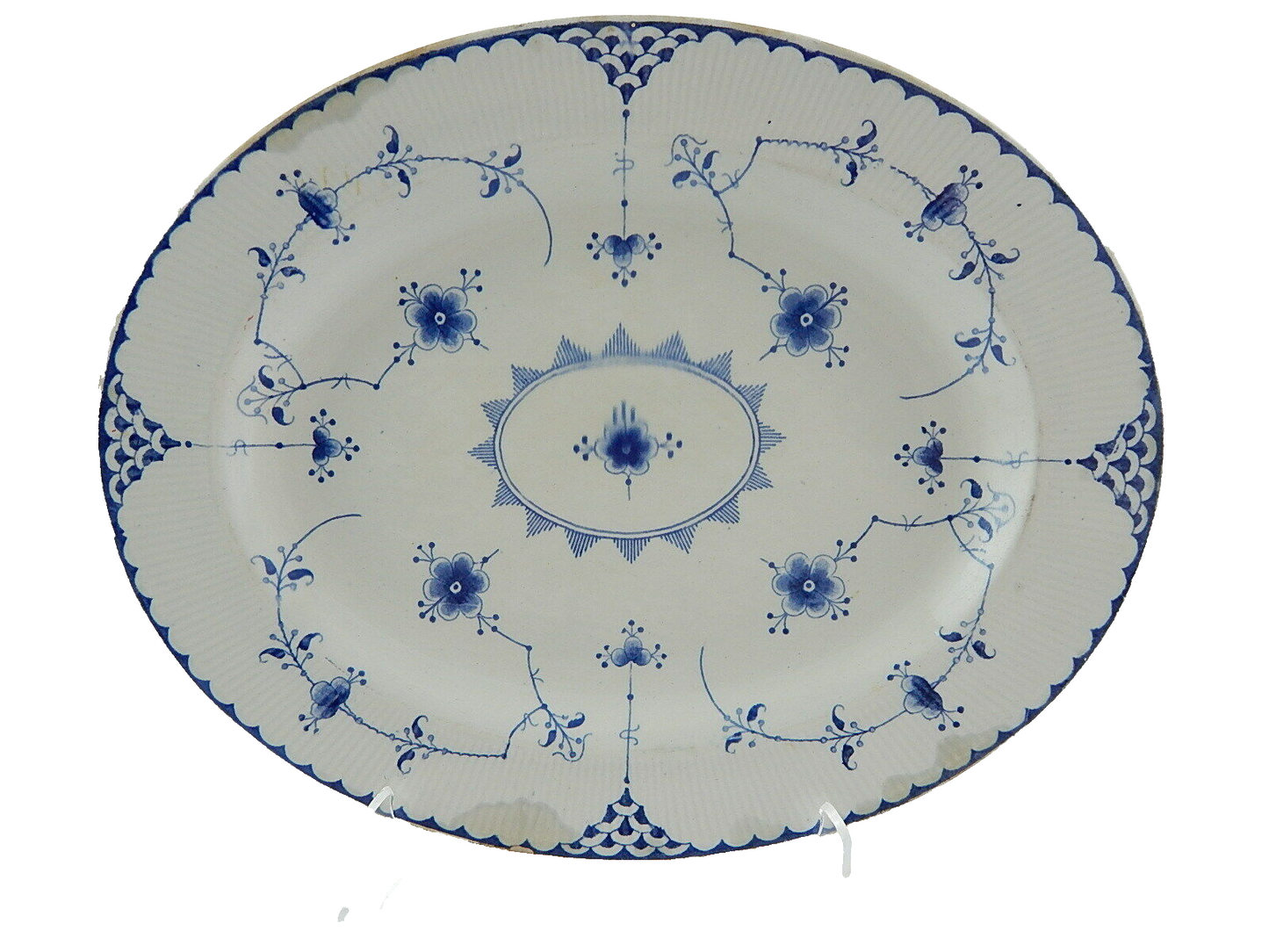 ANTICO VASSOIO RAVIERA PORCELLANA CERAMICA INGLESE FURNIVALS 1900 BIANCO-BLU
