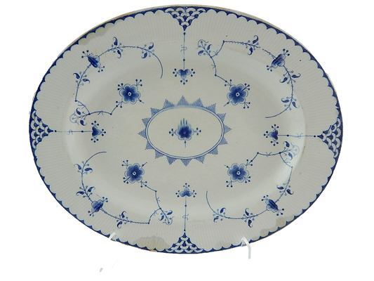 ANTICO VASSOIO RAVIERA PORCELLANA CERAMICA INGLESE FURNIVALS 1900 BIANCO-BLU