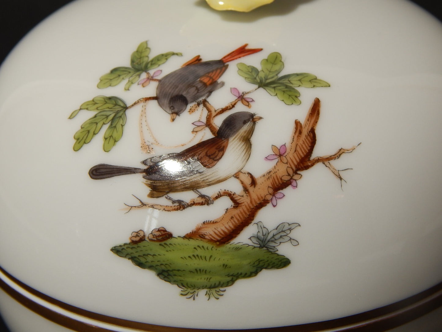 PORCELLANA HEREND COFANETTO BOMBONIERA PORCELLANA ROTHSCHILD ROSA GIALLA