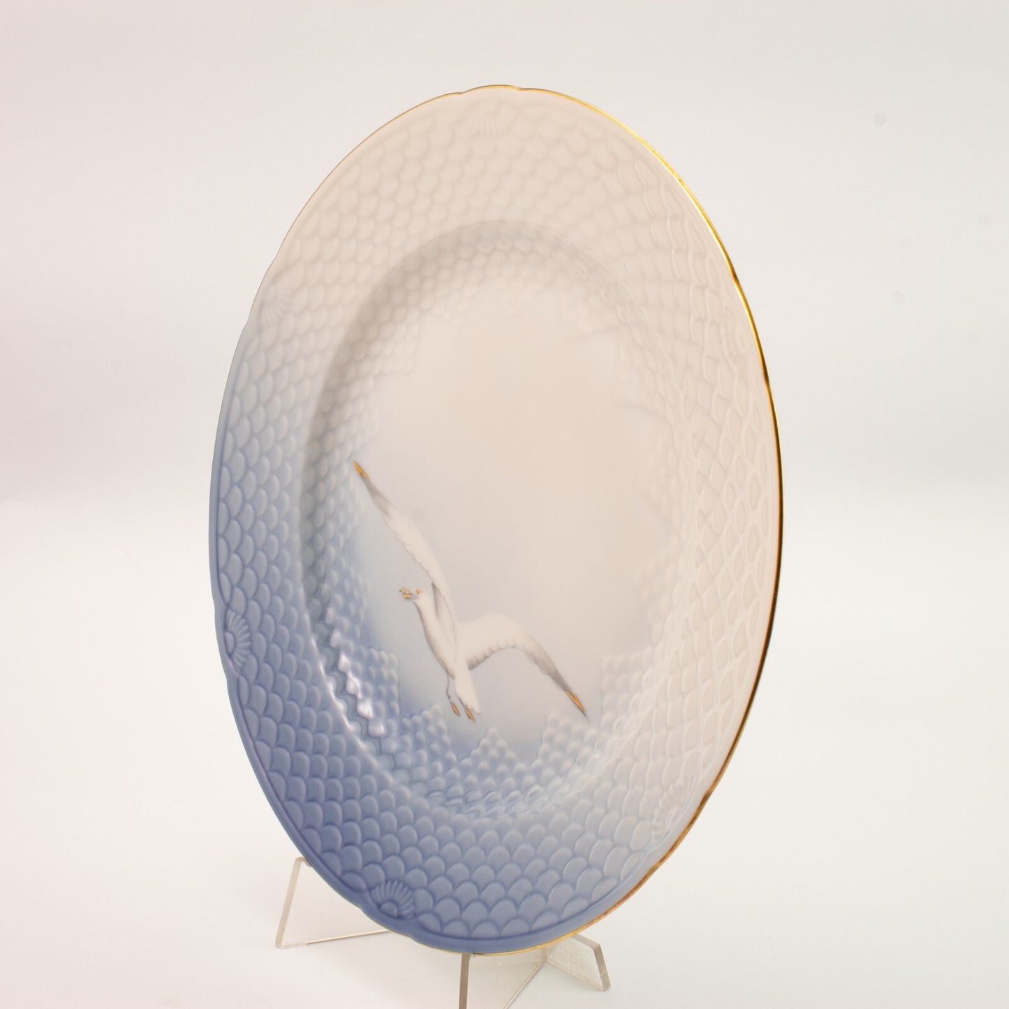 PIATTO PIANO 25 CM PORCELLANA E ORO ZECCHINO SERVIZIO GABBIANI BING&GRONDAHL 25