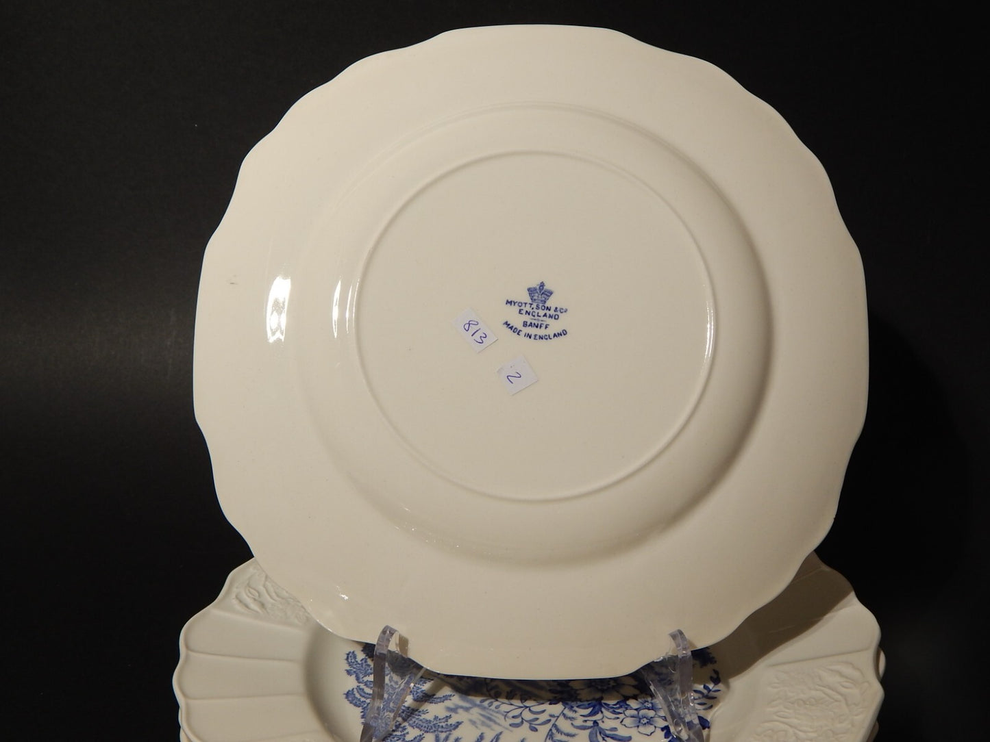 ANTICO SERVIZIO 6 PIATTI CERAMICA MYOTT SON STAFFORDSHIRE ENGLAND BIANCO BLU