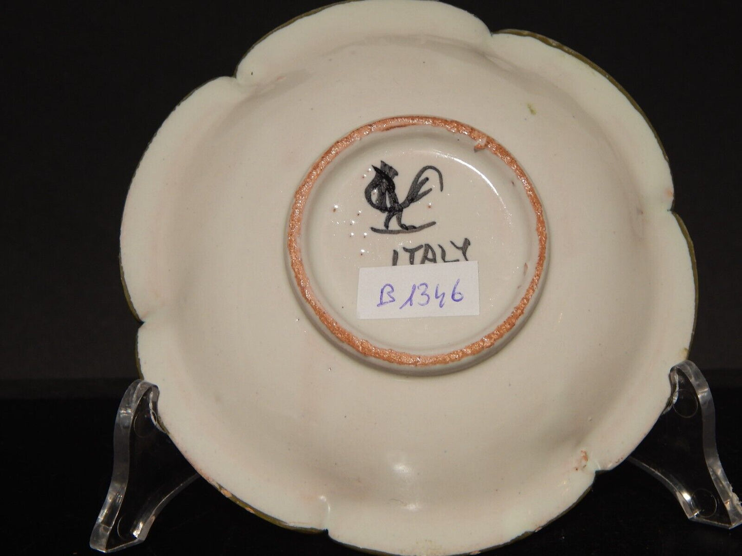 ANTICA RARA TAZZA E PIATTINO IN MAIOLICA CERAMICA CANTAGALLI FIRENZE ITALY #1346