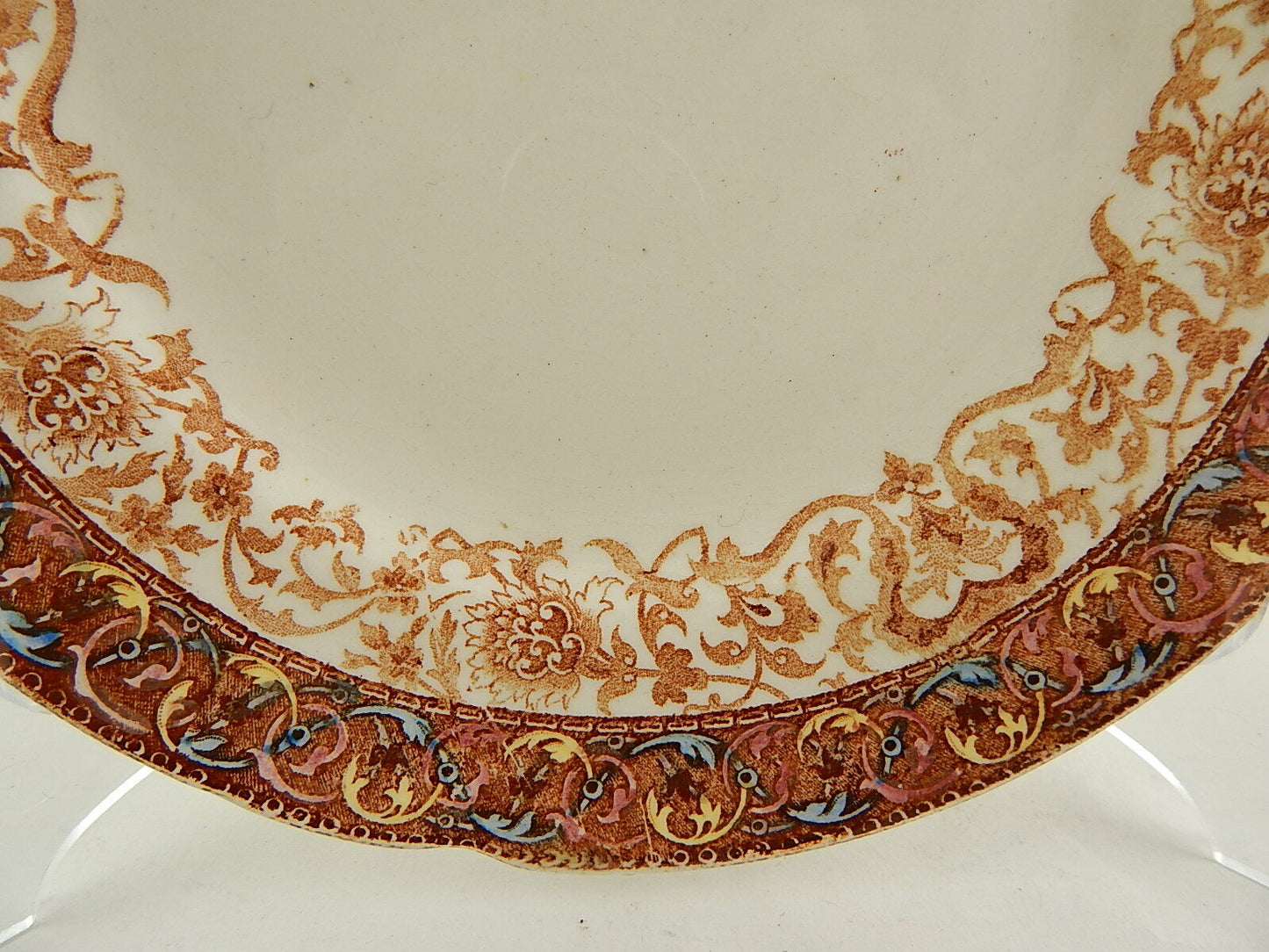 ANTICO PIATTO MAIOLICA CERAMICA CHOISY LE ROI H. BOLULENGER 1836 TERRE DE FER