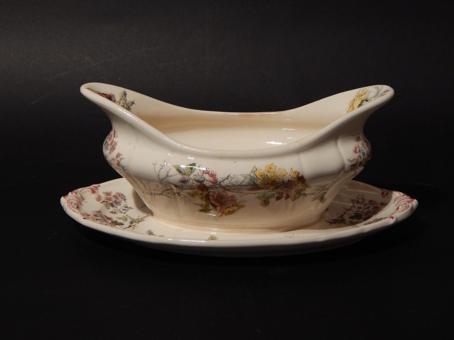 ANTICA RARA SALSIERA CERAMICA VILLEROY&BOCH METTLACH DI FINE 1800