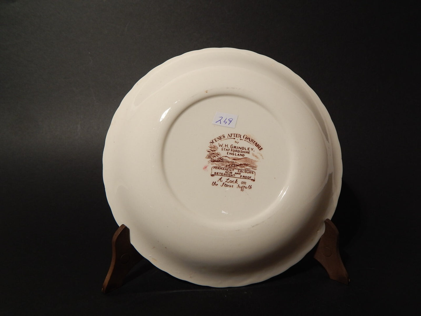 VINTAGE SET 3 CIOTOLE CERAMICA W. H. GRINDLEY STAMPA MANO SCENES AFTER CONSTABLE