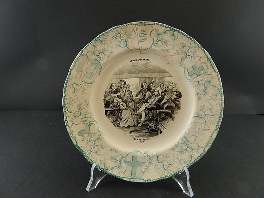 ANTICO PIATTO STRADA FERRATA CERAMICA JULIUS RICHARD MILANO SECONDA META' 1800