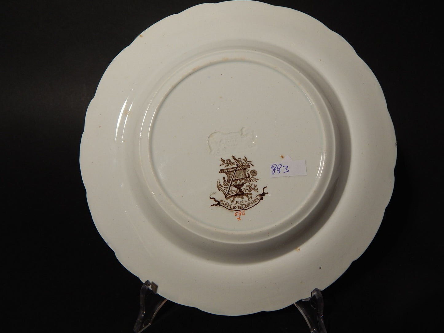 ANTICO 1850 PIATTO FONDO SEMI PORCELLANA INGLESE RIDGWAY &C. APPLE BLOSSOM