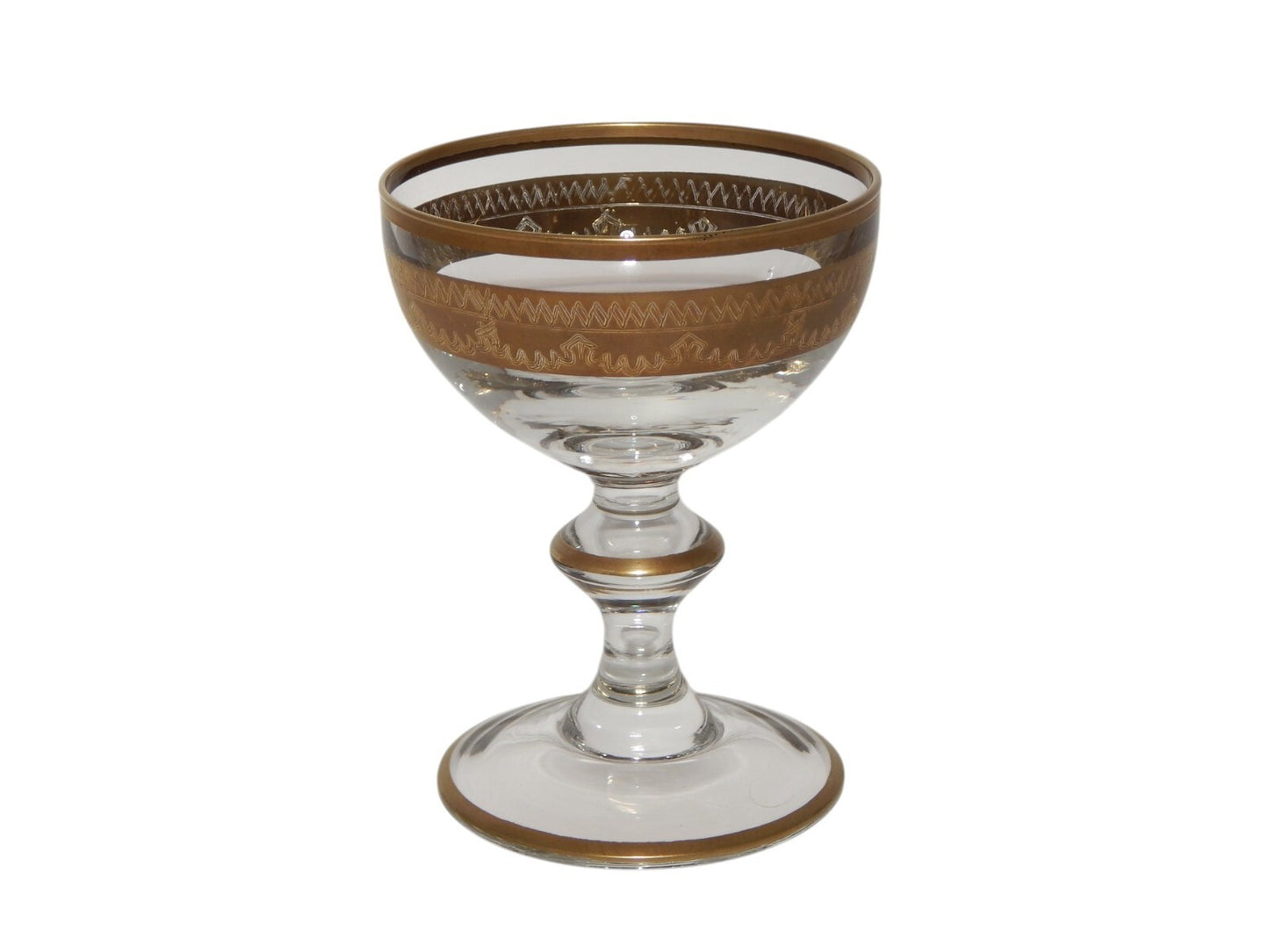 PREZIOSO STILE IMPERO CALICE COPPA CHAMPAGNE VETRO SOFFIATO MURANO VENEZIANO ORO