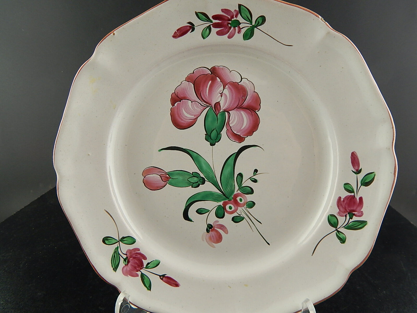 ANTICO 800 PIATTO CERAMICA MAIOLICA FIORI DIPINTI POLICROMI COLLEZIONE #6939