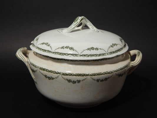 ANTICA RARA ZUPPIERA CENTROTAVOLA CERAMICA PETRUS REGOUT DECORO MARIE VERDE