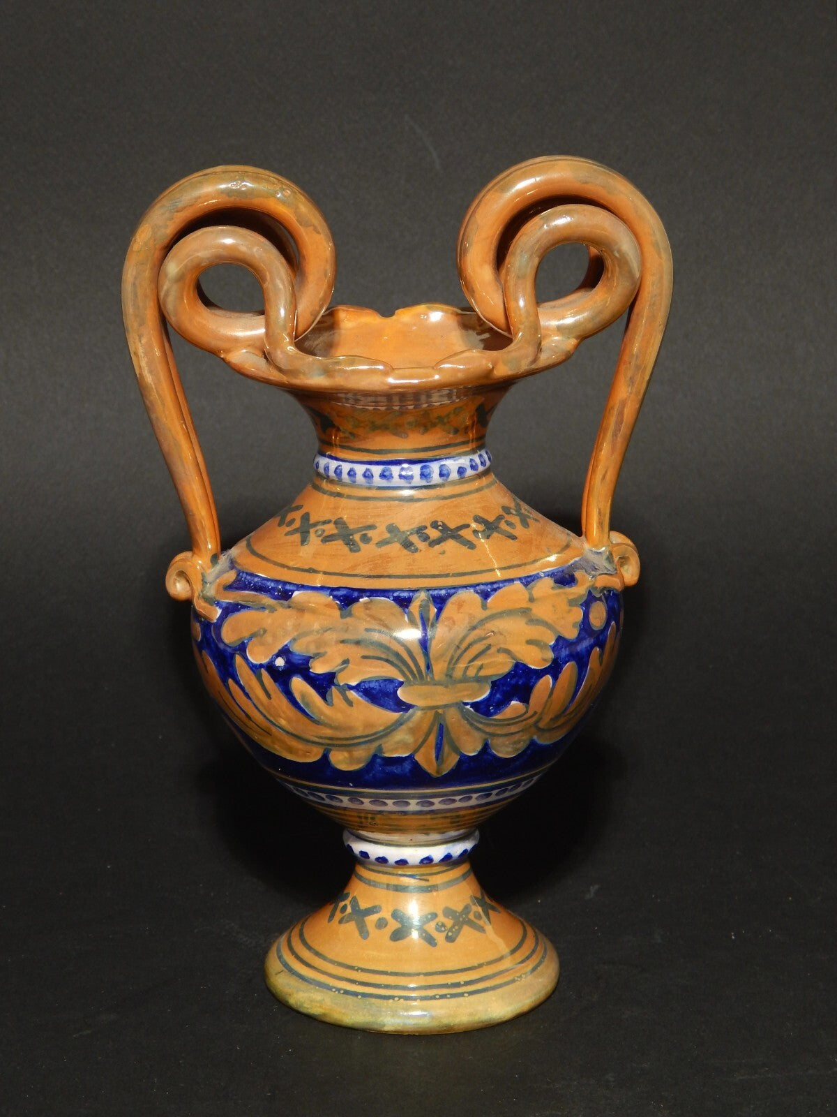 VINTAGE VASO MAIOLICA LA VINCENZINA CERAMICA A LUSTRO FATTO A MANO GUALDO TADINO