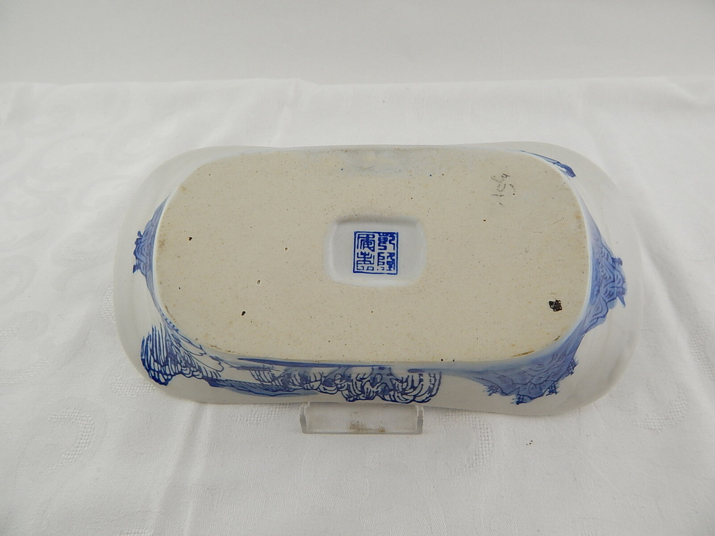 ANTICO VASSOIO PORCELLANA ORIENTALE BIANCO E BLU ANTIQUE CHINESE PORCELAIN TRAY