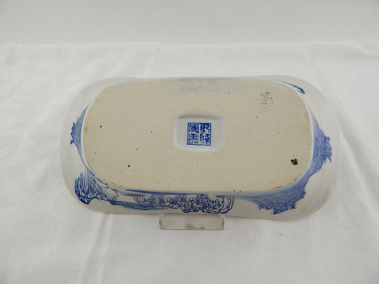 ANTICO VASSOIO PORCELLANA ORIENTALE BIANCO E BLU ANTIQUE CHINESE PORCELAIN TRAY
