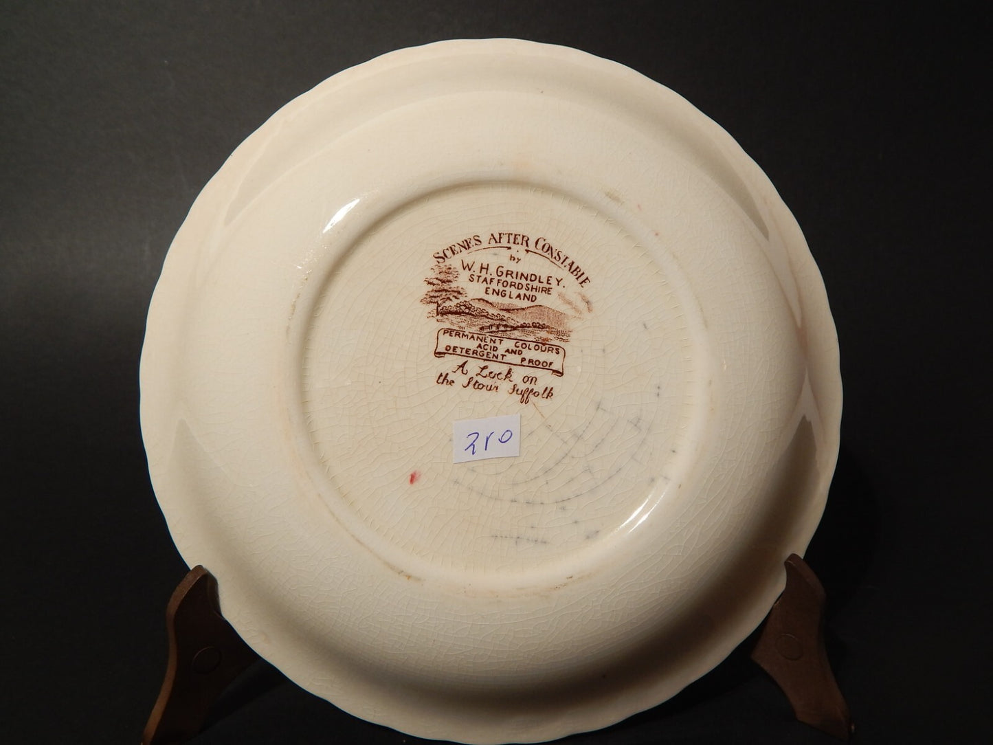 VINTAGE SET 2 CIOTOLE CERAMICA W. H. GRINDLEY STAMPA MANO SCENES AFTER CONSTABLE