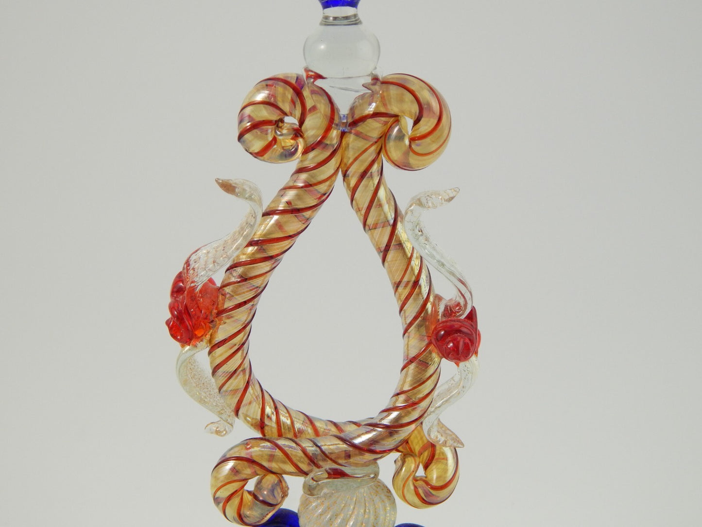 PREZIOSO MAESTOSO RARO TIPETTO CALICE MURANO VETRO BLU COBALTO SOFFIATO H. 32 CM