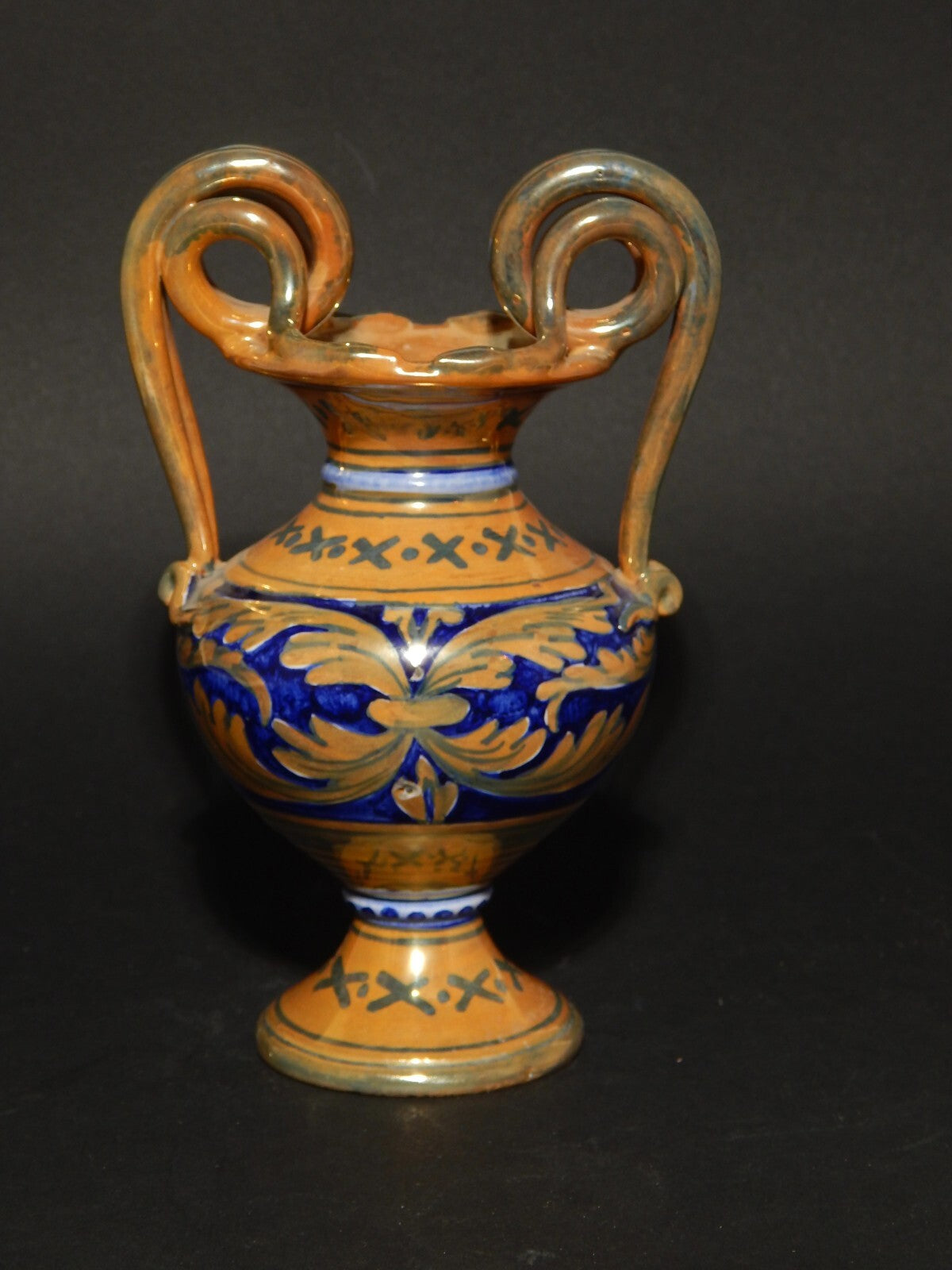 VINTAGE VASO MAIOLICA LA VINCENZINA CERAMICA A LUSTRO FATTO A MANO GUALDO TADINO