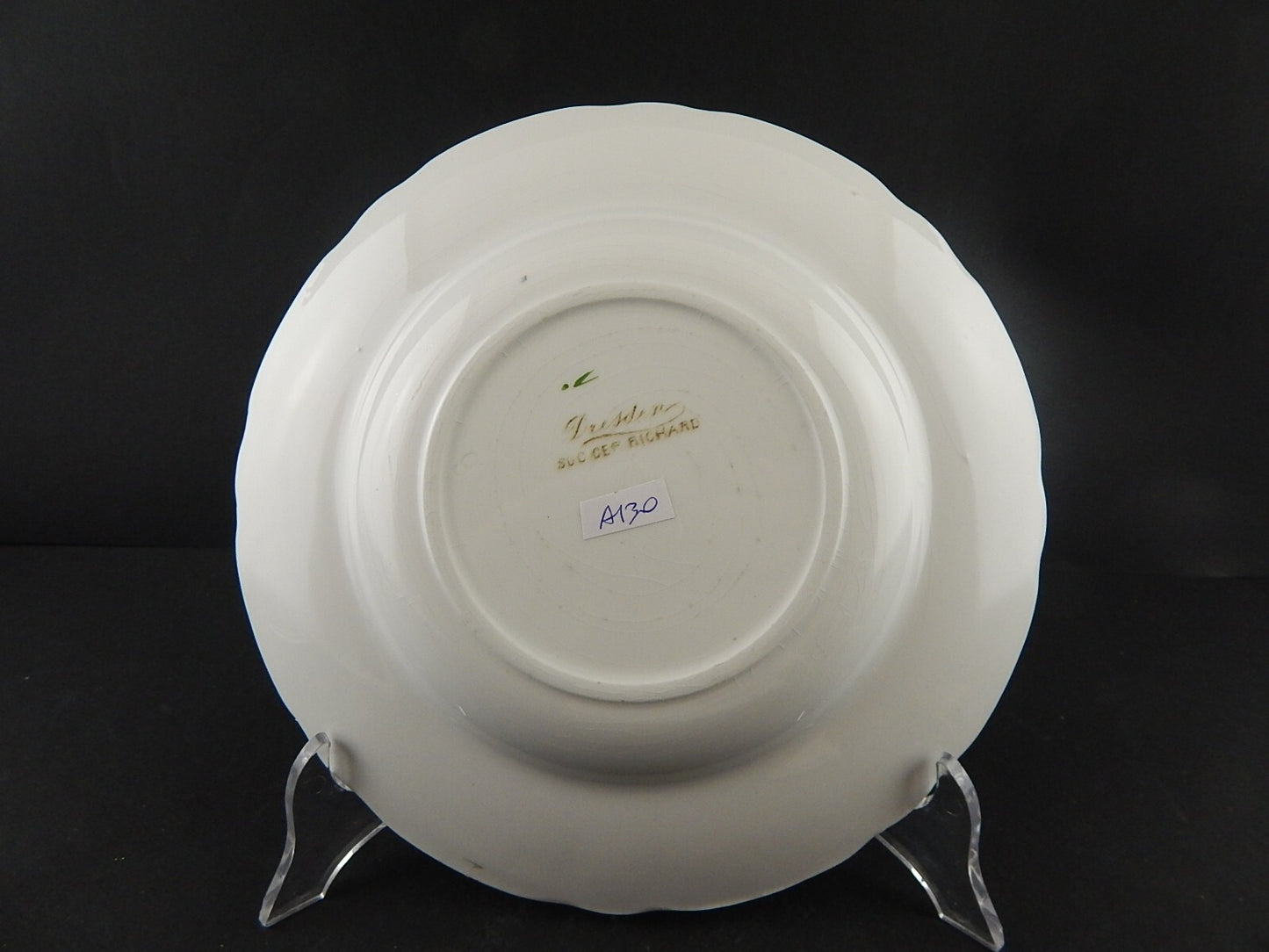 ANTICO 1800 RARISSIMO PIATTO FONDO CERAMICA RICHARD MILANO DECORO DRESDEN A130