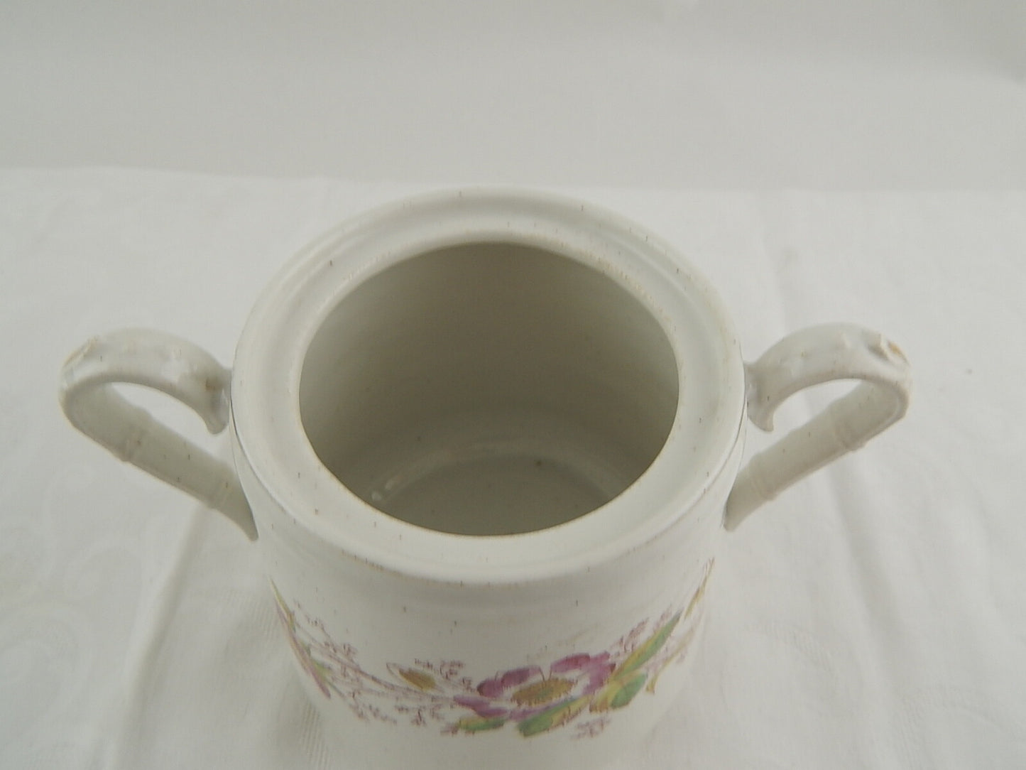 ANTICA RARA ZUCCHERIERA POTICHE CERAMICA MAIOLICA ROSA CANINA HANDMADE ITALY