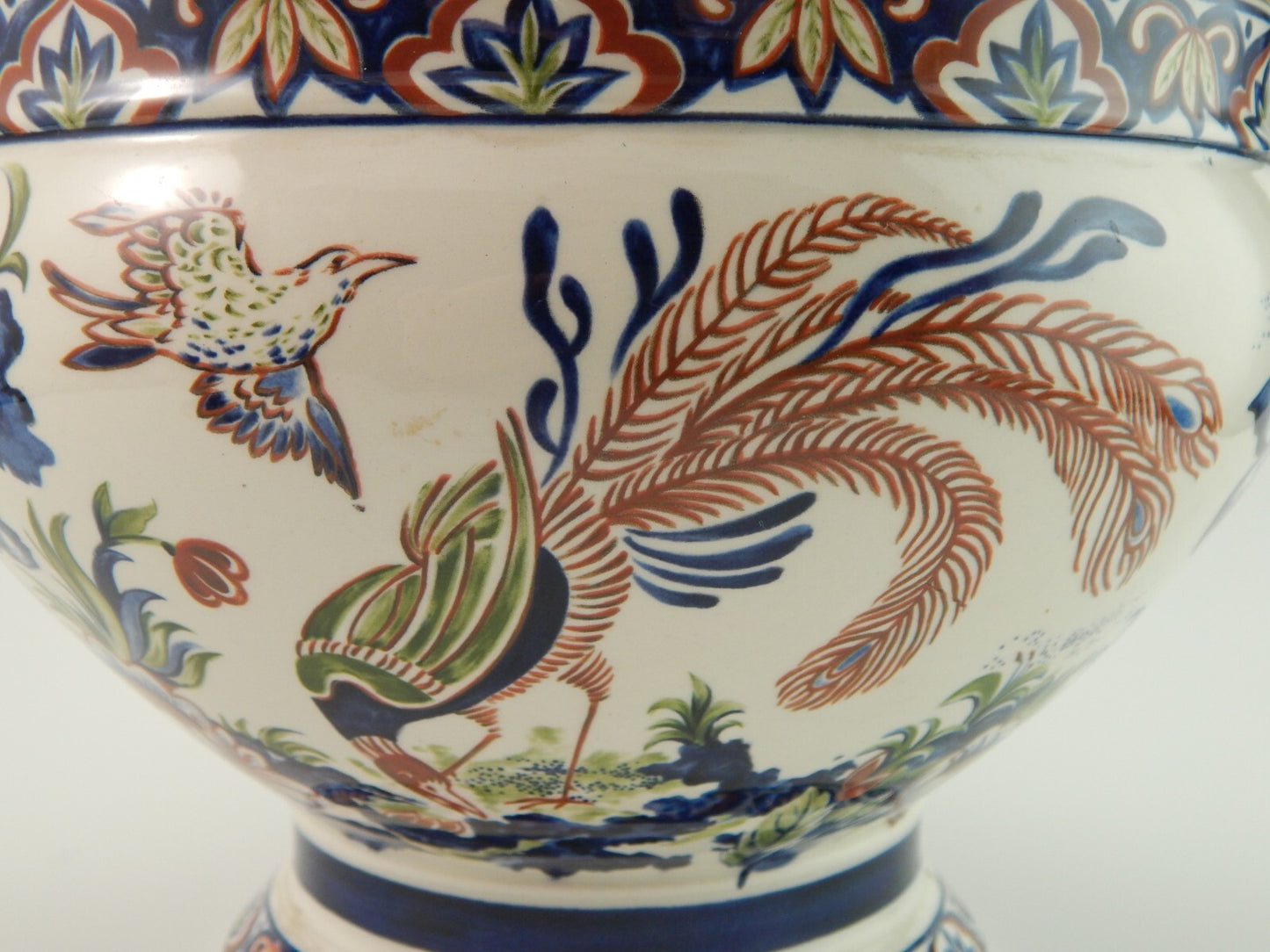 VINTAGE ZUPPIERA E MESTOLO CENTROTAVOLA CERAMICA VIEUX RHODES BOCH FATTA A MANO