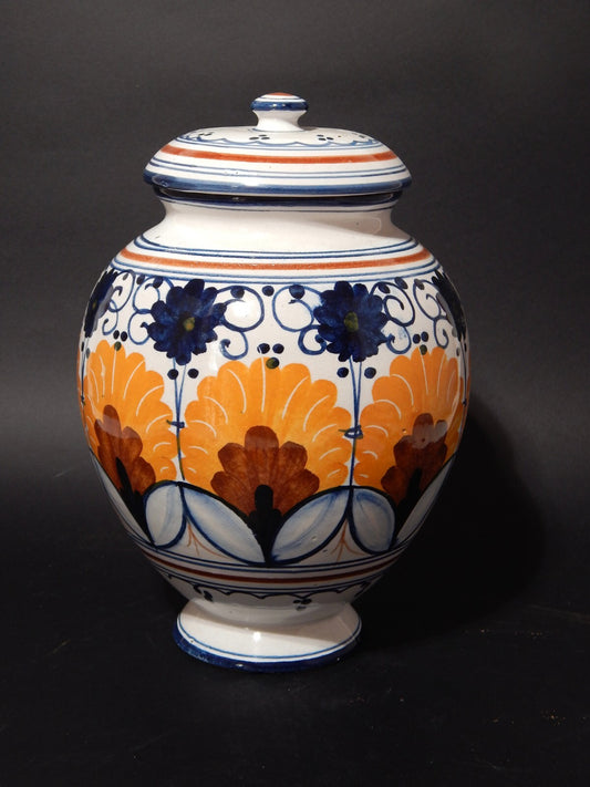 VINTAGE VASO CON COPERCHIO ALBARELLO CERAMICA FAENZA FATTO DECORATO A MANO ITALY
