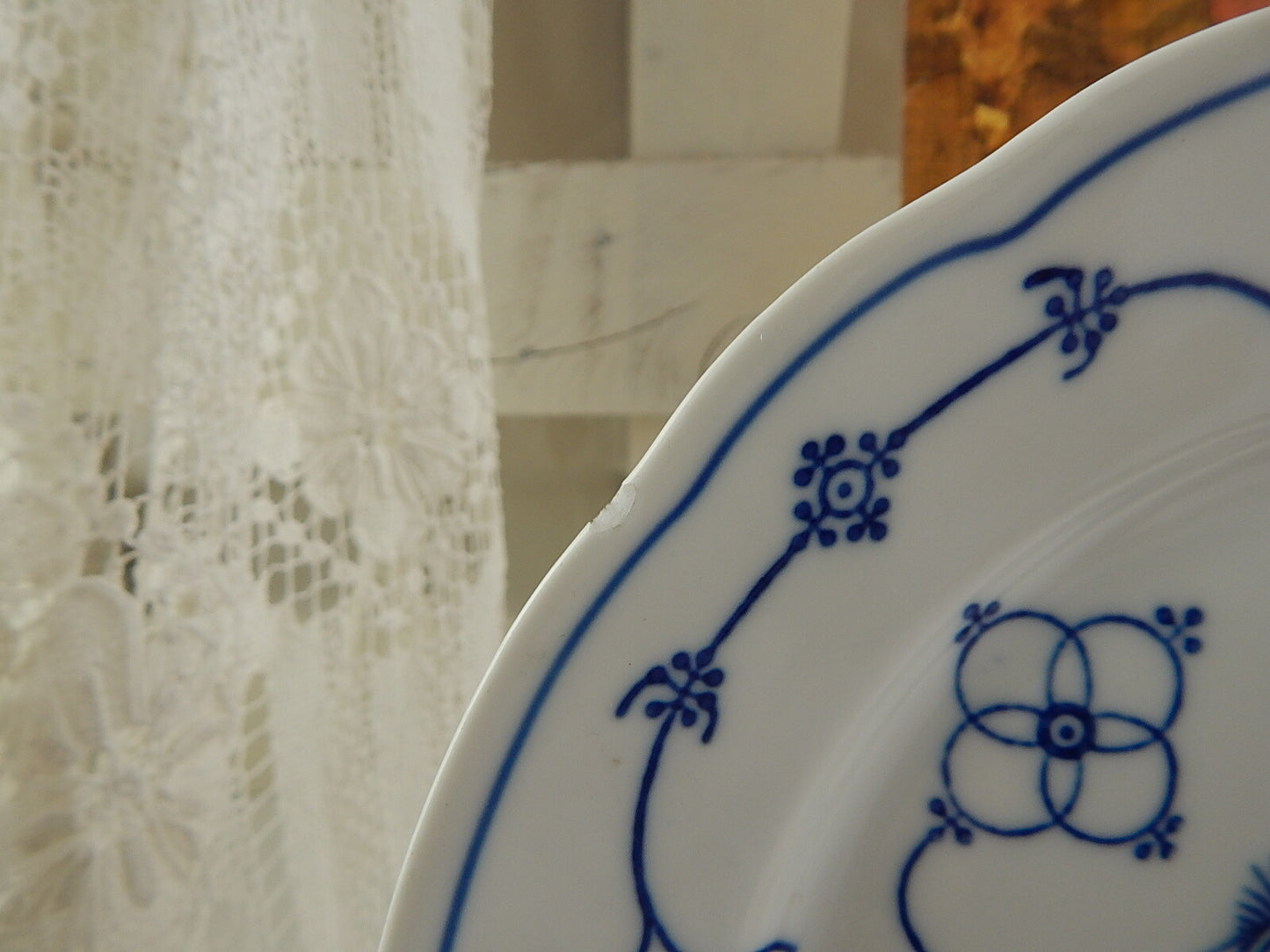 ANTICO RARO PIATTO PIANO PORCELLANA BLUE FLUTED WINTERLING BAVARIA DIFETTO #3