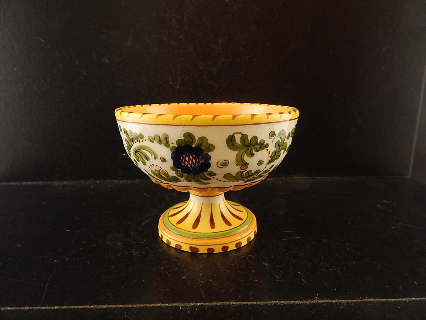 ANTICA TAZZA MAIOLICA CERAMICA POLICROMA FANTECHI ANSA A SERPE PRIMO 900 #8909